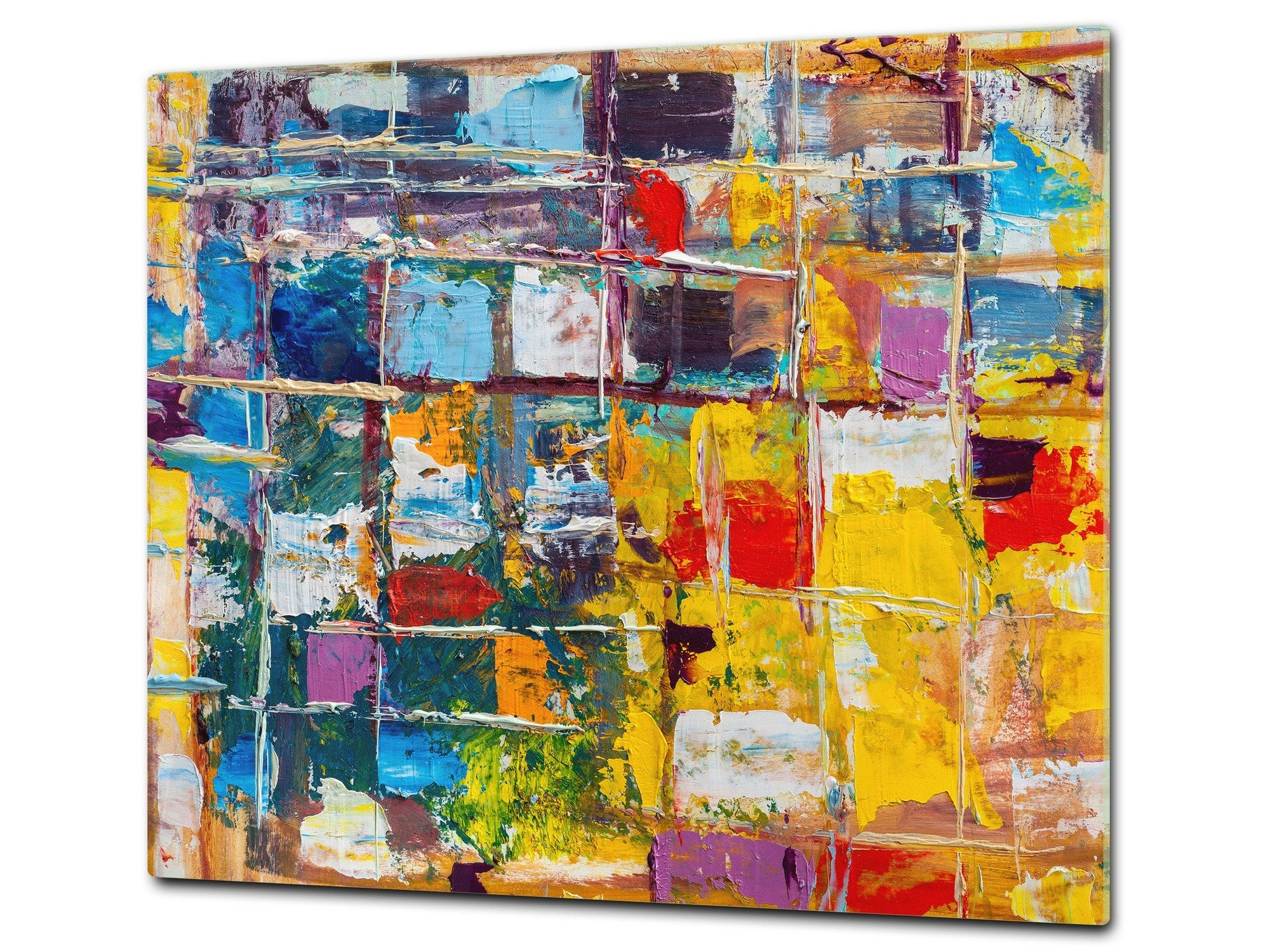 UNIQUE Tempered GLASS Kitchen Board –Scratch Resistant Glass Cutting Board – MEASURES: SINGLE: 60 x 52 cm (23,62” x 20,47”); DOUBLE: 30 x 52 cm (11,81” x 20,47”); D35 Art Series : Abstract art background