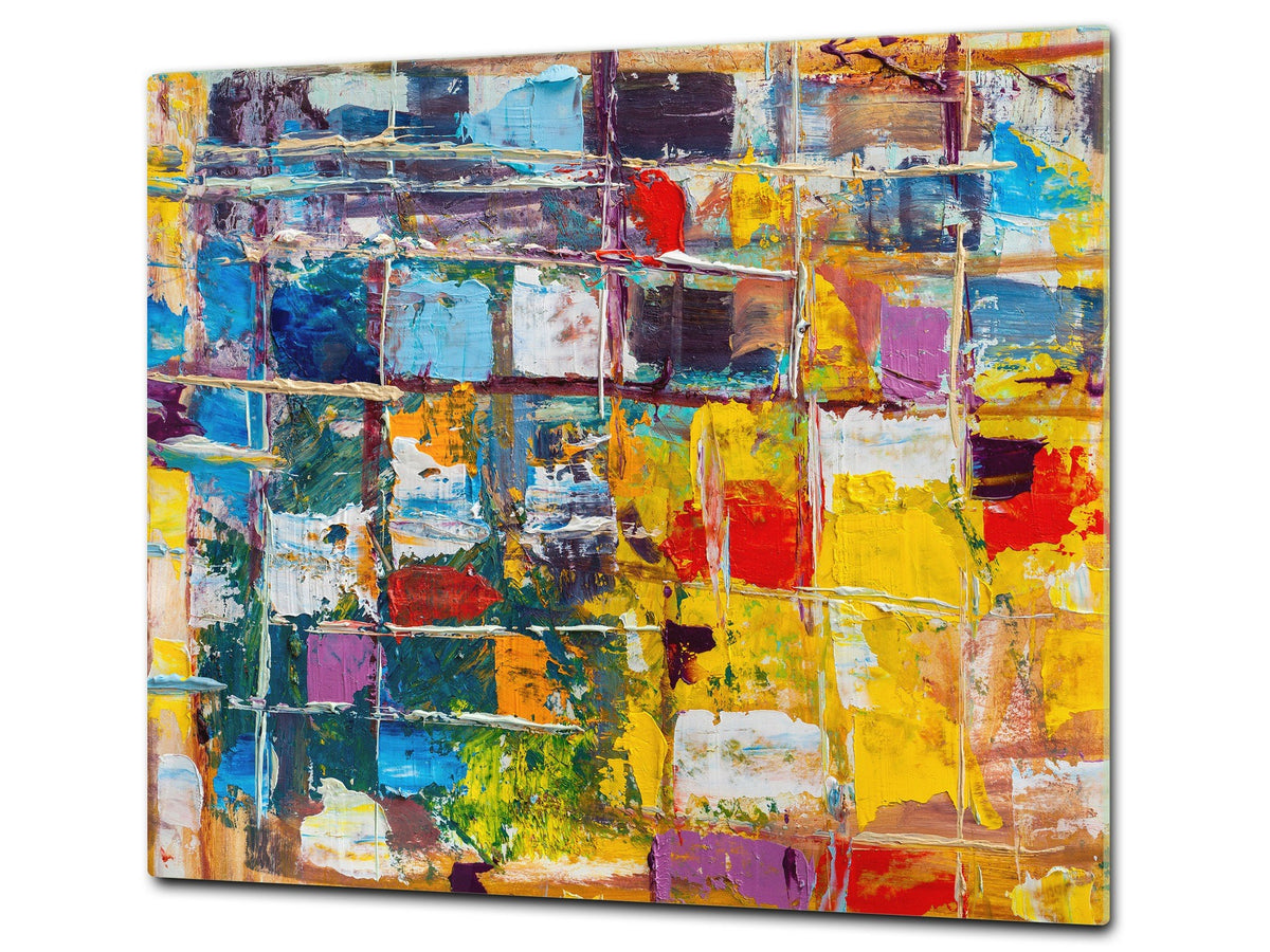 UNIQUE Tempered GLASS Kitchen Board –Scratch Resistant Glass Cutting Board – MEASURES: SINGLE: 60 x 52 cm (23,62” x 20,47”); DOUBLE: 30 x 52 cm (11,81” x 20,47”); D35 Art Series : Abstract art background