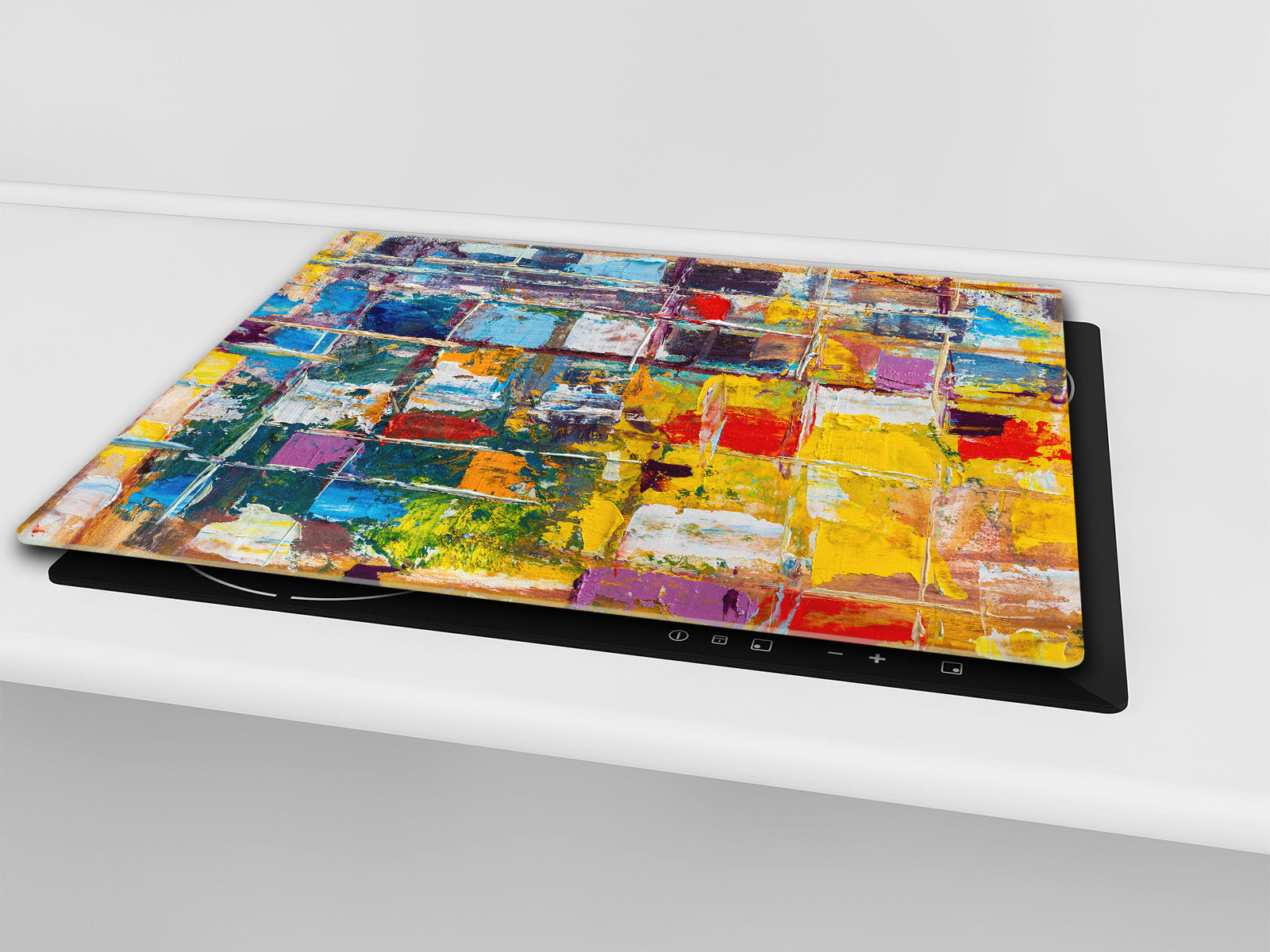 UNIQUE Tempered GLASS Kitchen Board –Scratch Resistant Glass Cutting Board – MEASURES: SINGLE: 60 x 52 cm (23,62” x 20,47”); DOUBLE: 30 x 52 cm (11,81” x 20,47”); D35 Art Series : Abstract art background