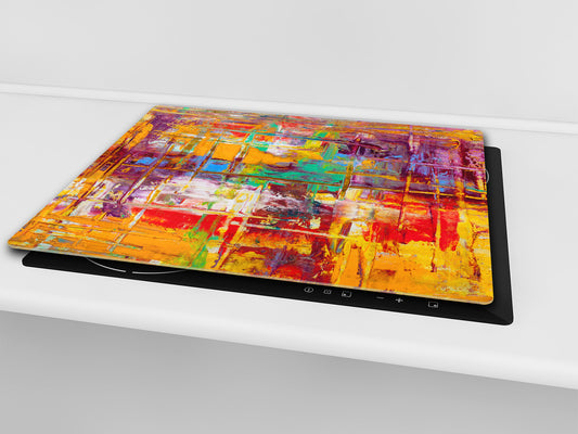 UNIQUE Tempered GLASS Kitchen Board –Scratch Resistant Glass Cutting Board – MEASURES: SINGLE: 60 x 52 cm (23,62” x 20,47”); DOUBLE: 30 x 52 cm (11,81” x 20,47”); D35 Art Series : Abstract art background 2