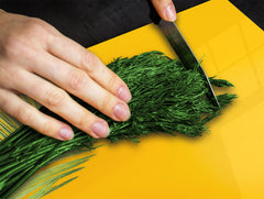 Tempered GLASS Cutting Board – Worktop saver and Pastry Board –- Glass Kitchen Board; MEASURES: SINGLE: 60 x 52 cm (23,62” x 20,47”); DOUBLE: 30 x 52 cm (11,81” x 20,47”); D34 Nature Series: Yellow leaves