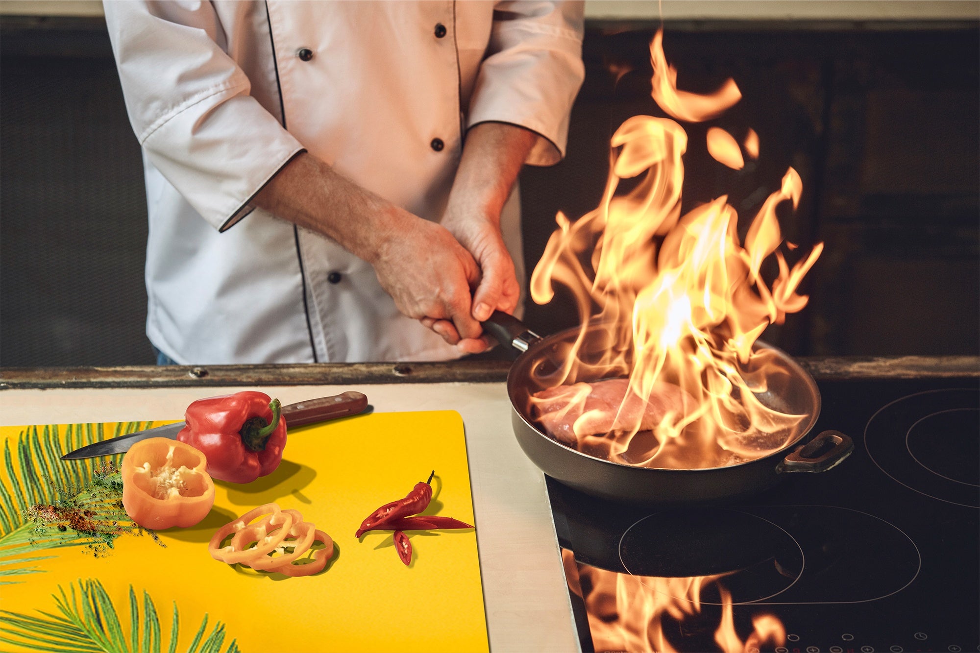 Tempered GLASS Cutting Board – Worktop saver and Pastry Board –- Glass Kitchen Board; MEASURES: SINGLE: 60 x 52 cm (23,62” x 20,47”); DOUBLE: 30 x 52 cm (11,81” x 20,47”); D34 Nature Series: Yellow leaves