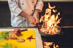 Tempered GLASS Cutting Board – Worktop saver and Pastry Board –- Glass Kitchen Board; MEASURES: SINGLE: 60 x 52 cm (23,62” x 20,47”); DOUBLE: 30 x 52 cm (11,81” x 20,47”); D34 Nature Series: Yellow leaves