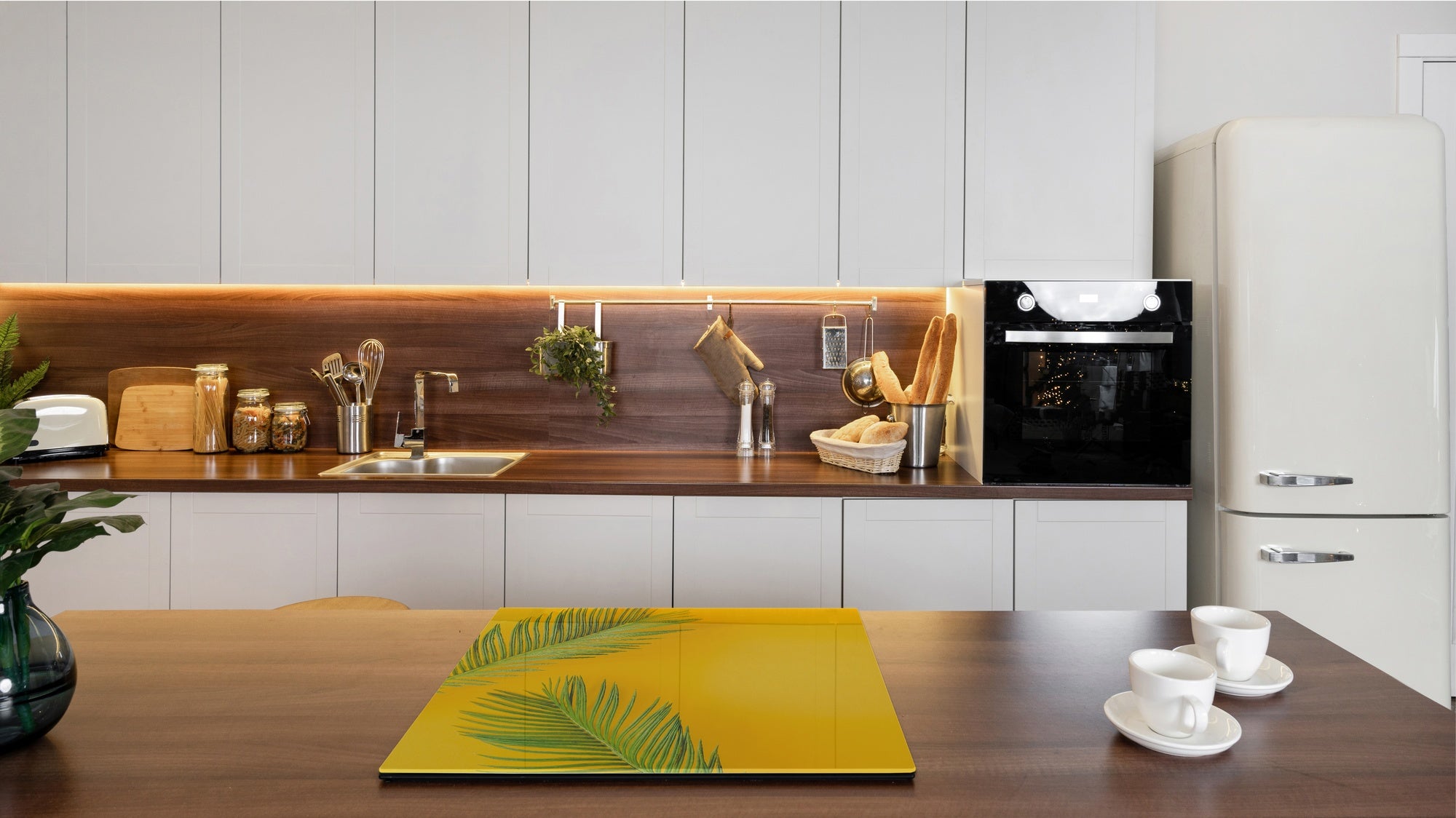 Tempered GLASS Cutting Board – Worktop saver and Pastry Board –- Glass Kitchen Board; MEASURES: SINGLE: 60 x 52 cm (23,62” x 20,47”); DOUBLE: 30 x 52 cm (11,81” x 20,47”); D34 Nature Series: Yellow leaves