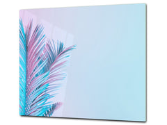 Tempered GLASS Cutting Board – Worktop saver and Pastry Board –- Glass Kitchen Board; MEASURES: SINGLE: 60 x 52 cm (23,62” x 20,47”); DOUBLE: 30 x 52 cm (11,81” x 20,47”); D34 Nature Series: Tropical leaves