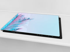 Tempered GLASS Cutting Board – Worktop saver and Pastry Board –- Glass Kitchen Board; MEASURES: SINGLE: 60 x 52 cm (23,62” x 20,47”); DOUBLE: 30 x 52 cm (11,81” x 20,47”); D34 Nature Series: Tropical leaves