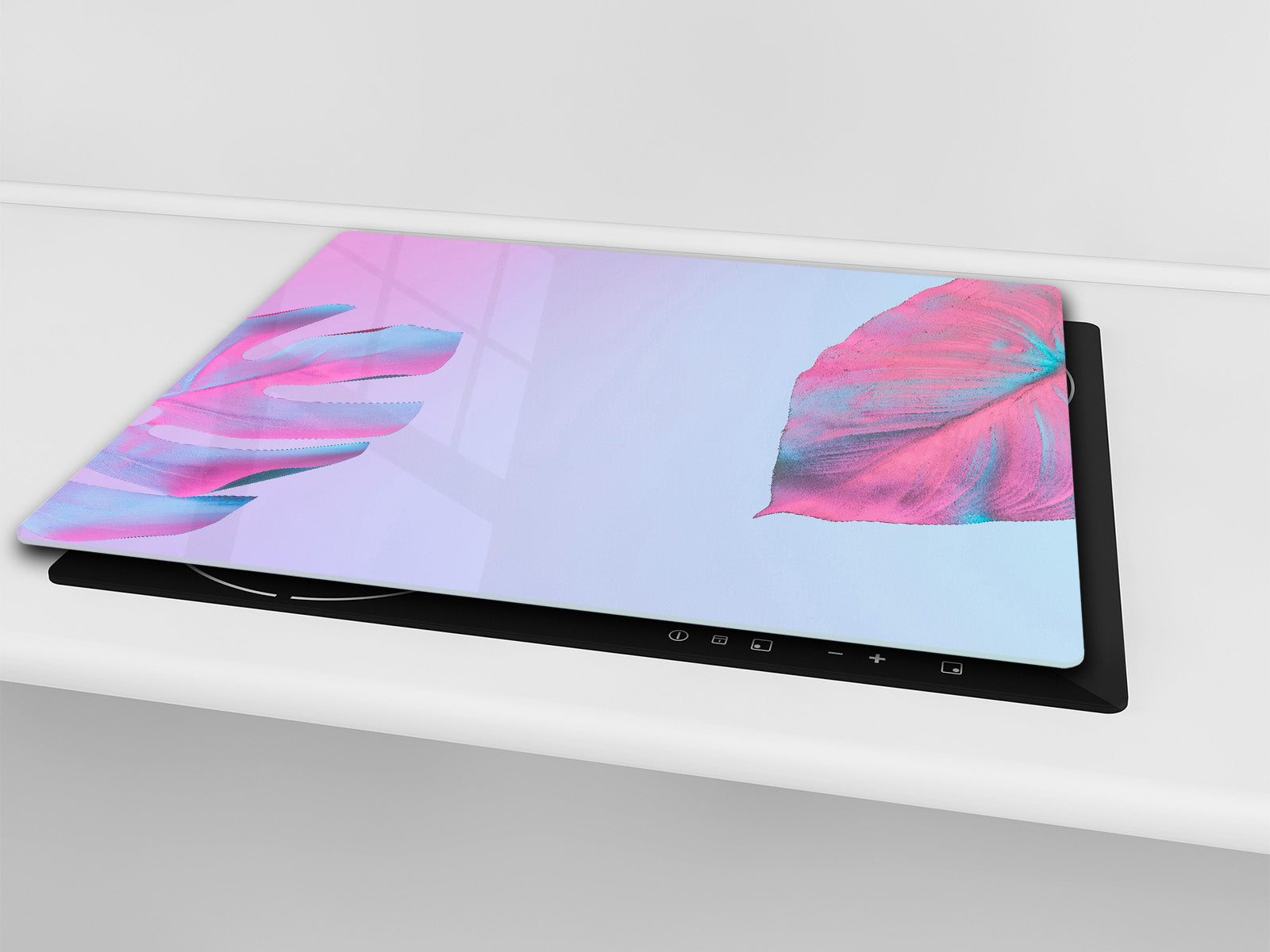 Tempered GLASS Cutting Board – Worktop saver and Pastry Board –- Glass Kitchen Board; MEASURES: SINGLE: 60 x 52 cm (23,62” x 20,47”); DOUBLE: 30 x 52 cm (11,81” x 20,47”); D34 Nature Series: Monstera deliciosa 1