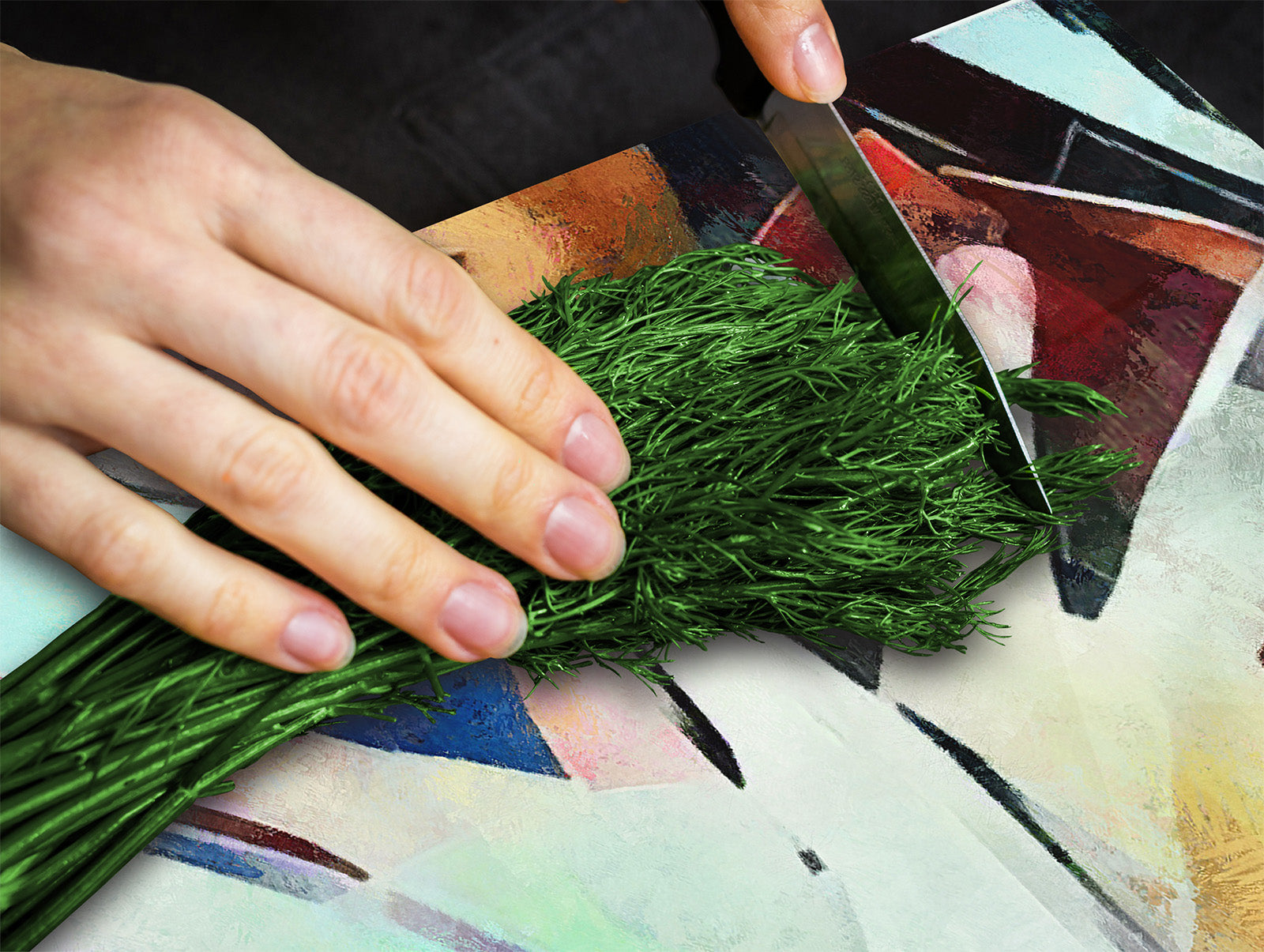 Tempered Glass Multi-Function Board: Cooktop Cover, Pastry and Hot Pot Stand and Worktop Saver – MEASURES: SINGLE: 60 x 52 cm; DOUBLE: 2 x 30 x 52 cm; D43 Abstract Concepts Series 2 : Cubist Gestures