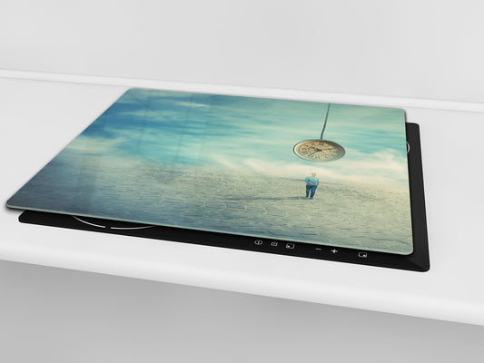 Versatile Tempered Glass Worktop Saver and Induction Cooktop Cover – Durable and Scratch-Resistant – MEASURES: SINGLE: 60 x 52 cm; DOUBLE: 2 x 30 x 52 cm; D41 Abstract Concepts Series 1 : Importance of time