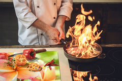 Tempered GLASS Cutting Board – Worktop saver and Pastry Board –- Glass Kitchen Board; MEASURES: SINGLE: 60 x 52 cm (23,62” x 20,47”); DOUBLE: 30 x 52 cm (11,81” x 20,47”); D34 Nature Series: Frangipani flower