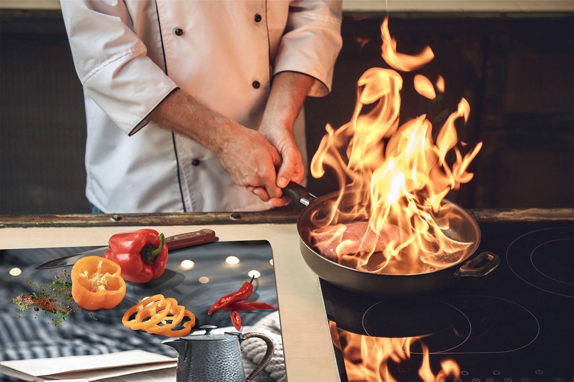 Chopping Board Set - Induction Cooktop Cover –Glass Cutting Board; MEASURES: SINGLE: 60 x 52 cm (23,62” x 20,47”); DOUBLE: 30 x 52 cm (11,81” x 20,47”); D39 Miscellaneous Series : Home