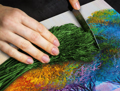 UNIQUE Tempered GLASS Kitchen Board –Scratch Resistant Glass Cutting Board – MEASURES: SINGLE: 60 x 52 cm (23,62” x 20,47”); DOUBLE: 30 x 52 cm (11,81” x 20,47”); D35 Art Series : Colourful trees 1