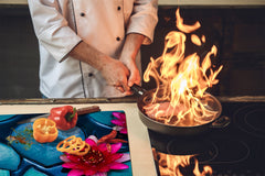 Tempered GLASS Cutting Board – Worktop saver and Pastry Board –- Glass Kitchen Board; MEASURES: SINGLE: 60 x 52 cm (23,62” x 20,47”); DOUBLE: 30 x 52 cm (11,81” x 20,47”); D34 Nature Series: Pink lotus flower