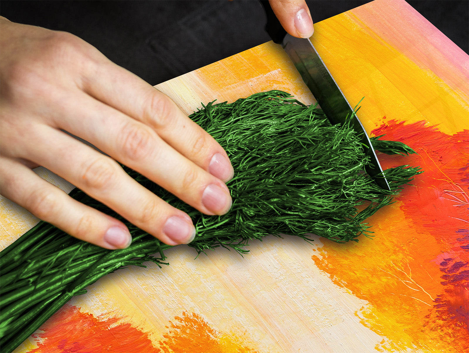 UNIQUE Tempered GLASS Kitchen Board –Scratch Resistant Glass Cutting Board – MEASURES: SINGLE: 60 x 52 cm (23,62” x 20,47”); DOUBLE: 30 x 52 cm (11,81” x 20,47”); D35 Art Series : Colourful trees 2