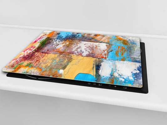 UNIQUE Tempered GLASS Kitchen Board –Scratch Resistant Glass Cutting Board – MEASURES: SINGLE: 60 x 52 cm (23,62” x 20,47”); DOUBLE: 30 x 52 cm (11,81” x 20,47”); D35 Art Series : Abstract art background 3