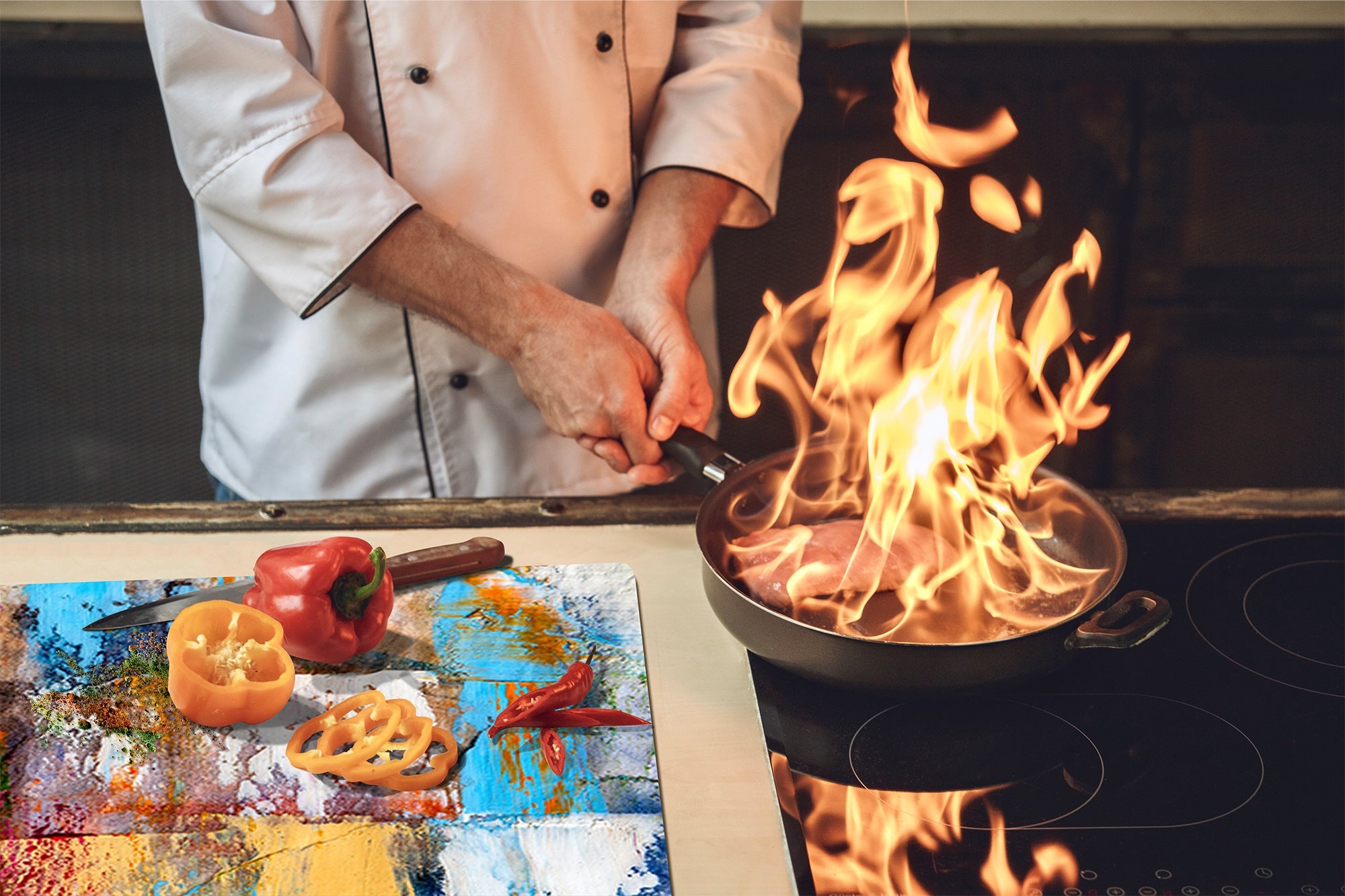 Tabla de cortar - Cubierta de la placa de inducción D04 Serie Bebidas: Cerezas 7
