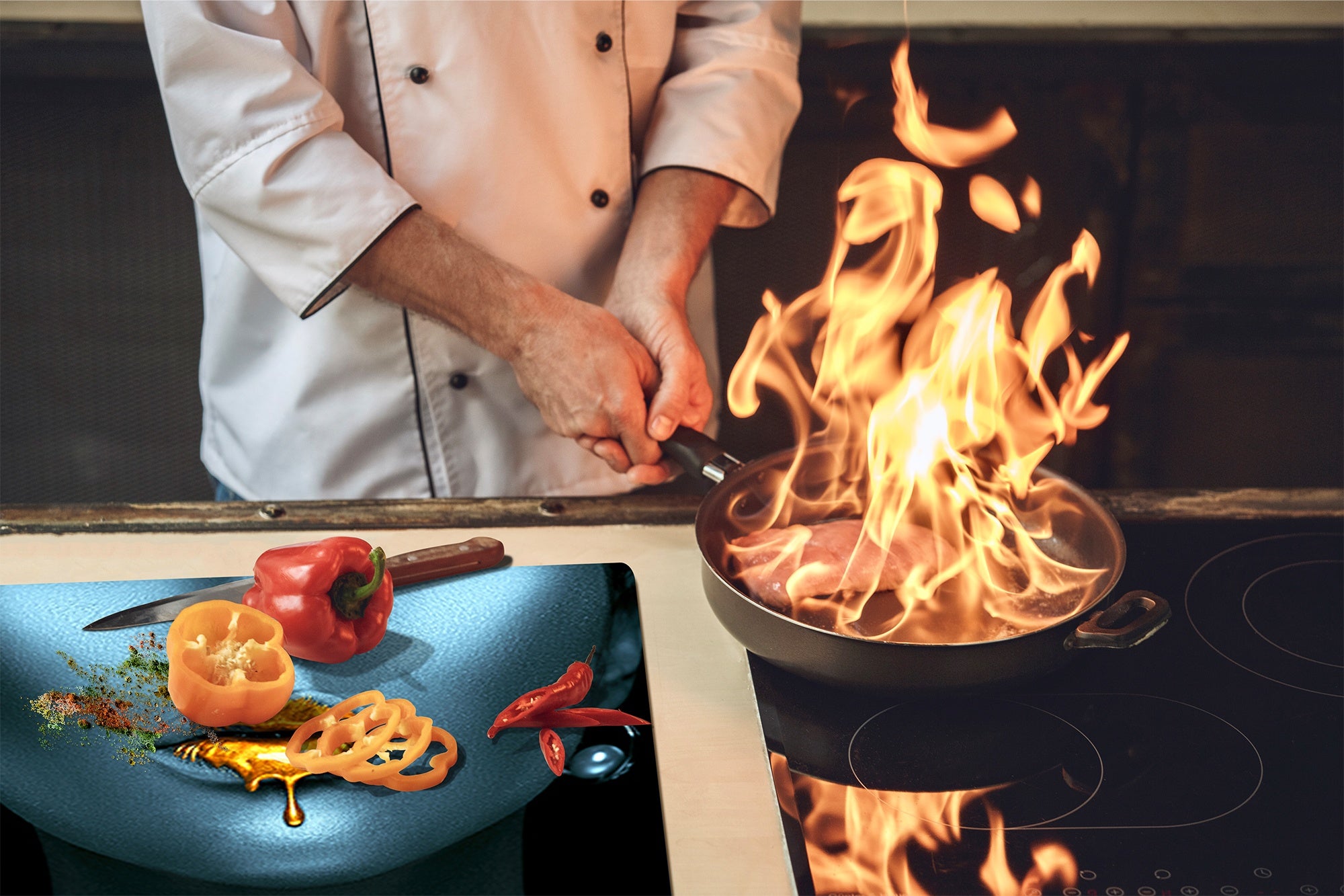 Tabla de cortar - Cubierta de la placa de inducción D04 Serie Bebidas: Cerezas 7