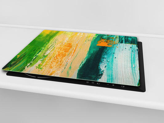 UNIQUE Tempered GLASS Kitchen Board –Scratch Resistant Glass Cutting Board – MEASURES: SINGLE: 60 x 52 cm (23,62” x 20,47”); DOUBLE: 30 x 52 cm (11,81” x 20,47”); D35 Art Series : Abstract art background 4