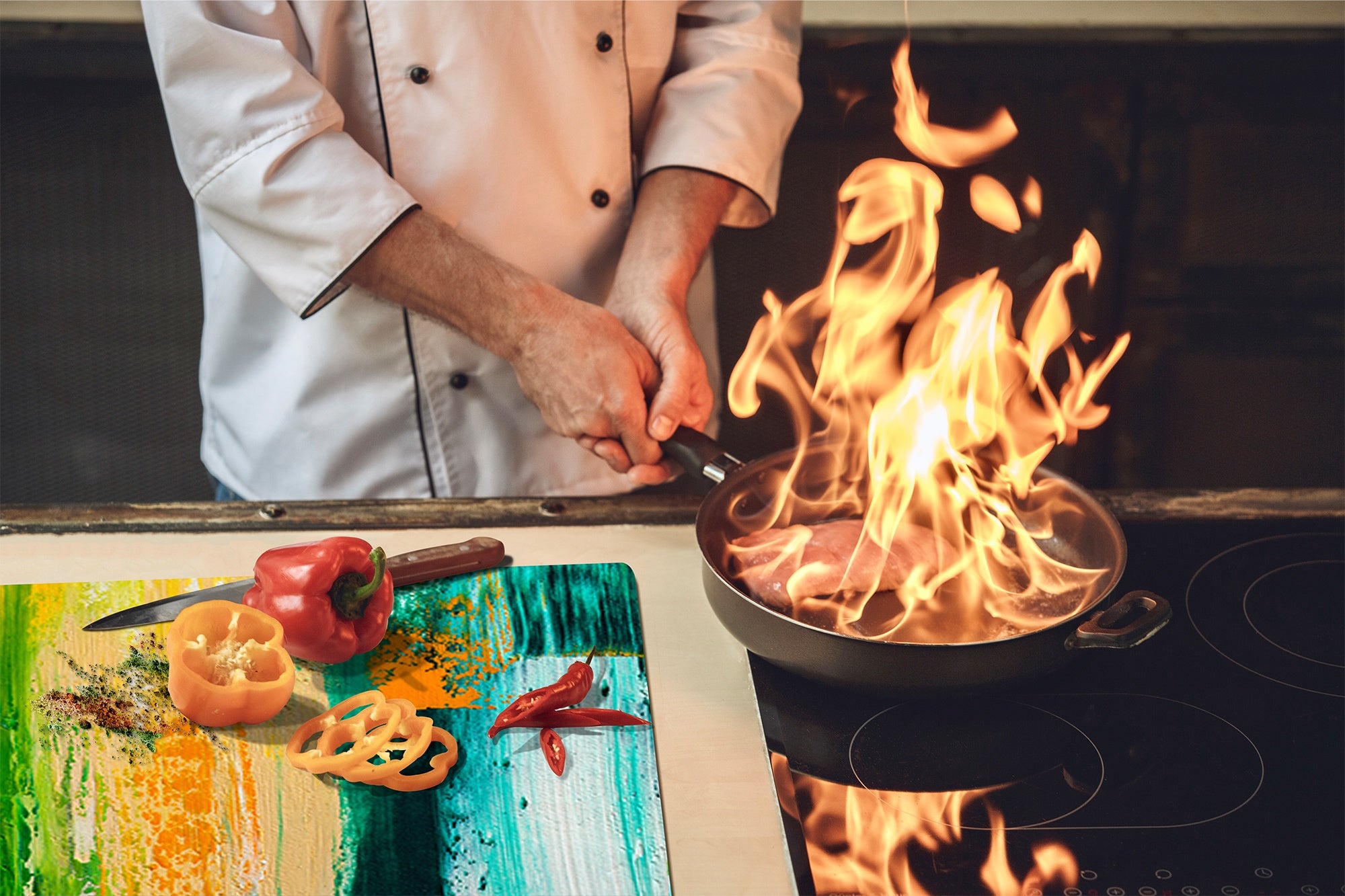 Tabla de cortar - Cubierta de la placa de inducción D04 Serie Bebidas: Cerezas 7