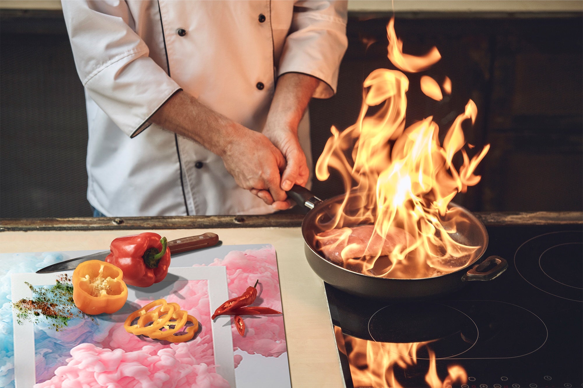 Tabla de cortar - Cubierta de la placa de inducción D04 Serie Bebidas: Cerezas 7