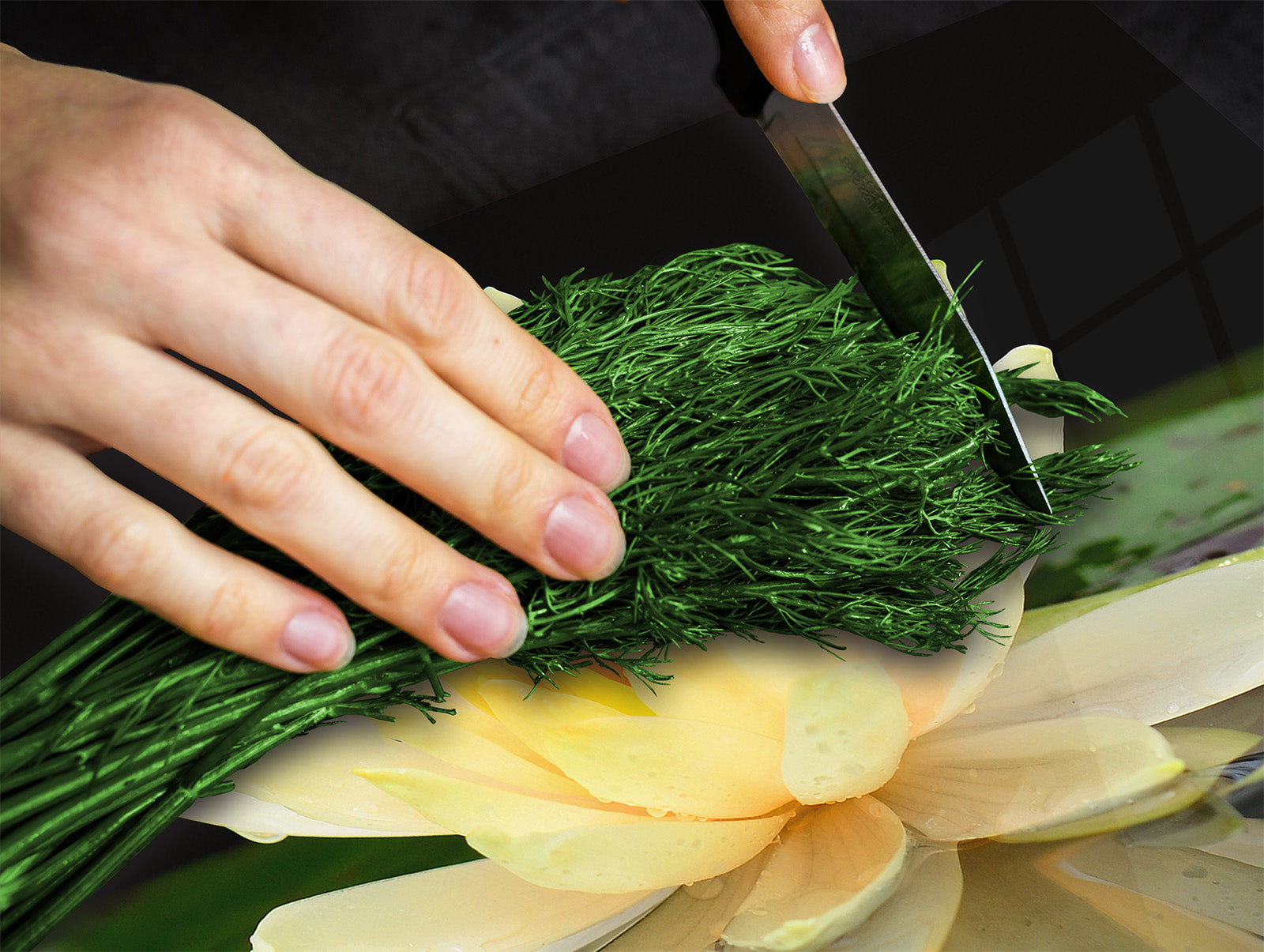 Tempered GLASS Cutting Board – Worktop saver and Pastry Board –- Glass Kitchen Board; MEASURES: SINGLE: 60 x 52 cm (23,62” x 20,47”); DOUBLE: 30 x 52 cm (11,81” x 20,47”); D34 Nature Series: Beautiful water lilly flower 2