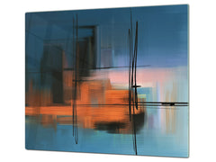 Chopping Board - Induction Cooktop Cover - Glass Cutting Board – Impact & Shatter Resistant – MEASURES: SINGLE: 60 x 52 cm; DOUBLE: 2 x 30 x 52 cm; D42 Modern Art Series : Blurry Landscape