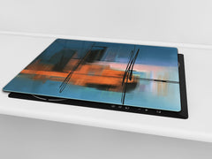 Chopping Board - Induction Cooktop Cover - Glass Cutting Board – Impact & Shatter Resistant – MEASURES: SINGLE: 60 x 52 cm; DOUBLE: 2 x 30 x 52 cm; D42 Modern Art Series : Blurry Landscape