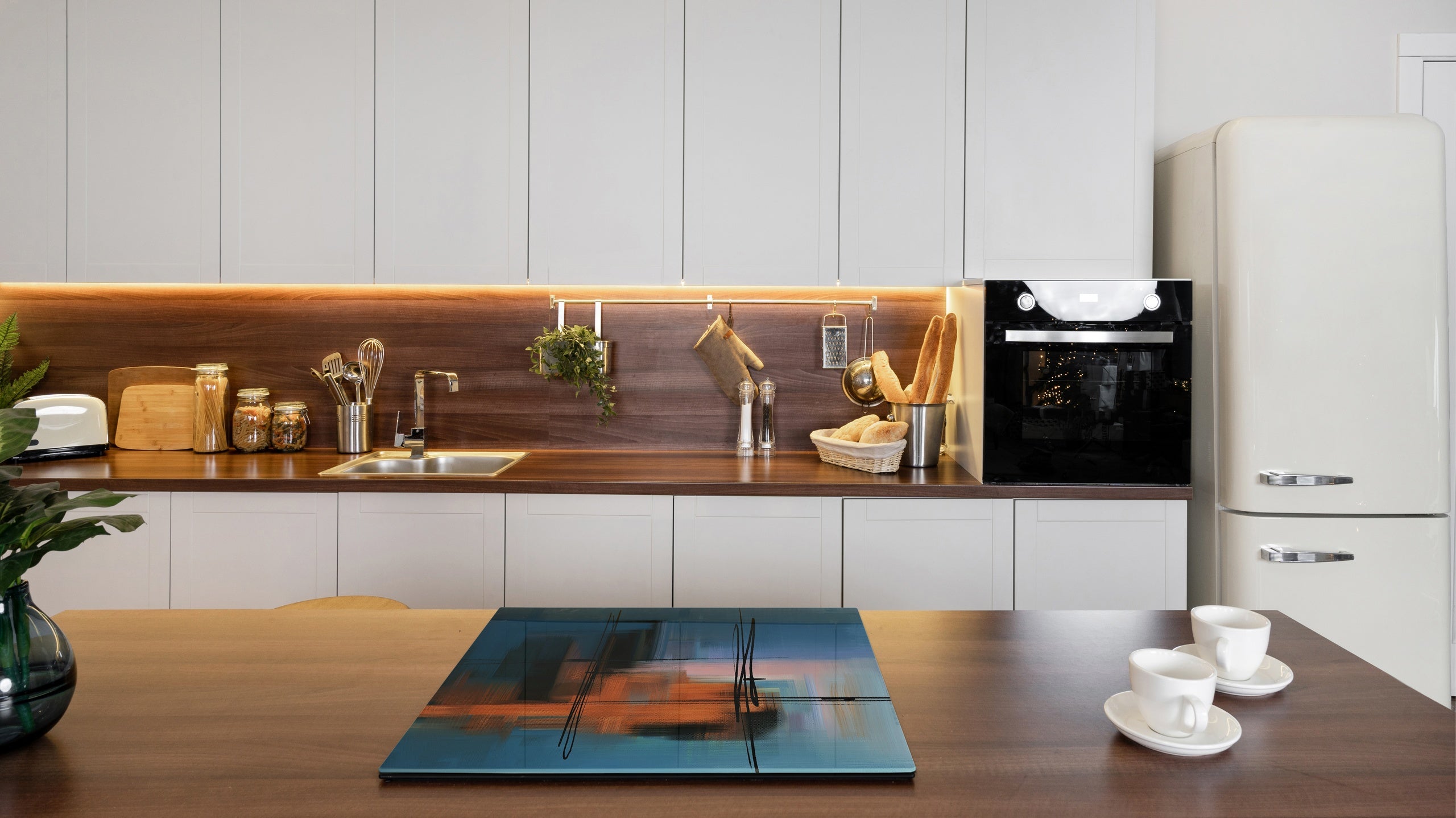 Chopping Board - Induction Cooktop Cover - Glass Cutting Board – Impact & Shatter Resistant – MEASURES: SINGLE: 60 x 52 cm; DOUBLE: 2 x 30 x 52 cm; D42 Modern Art Series : Blurry Landscape