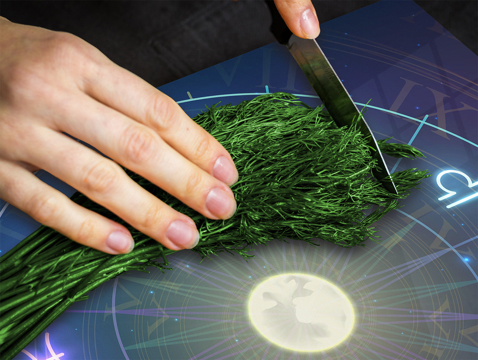 Chopping Board - Induction Cooktop Cover - Glass Cutting Board – Impact & Shatter Resistant – MEASURES: SINGLE: 60 x 52 cm; DOUBLE: 2 x 30 x 52 cm; D42 Modern Art Series : Circle of Zodiac