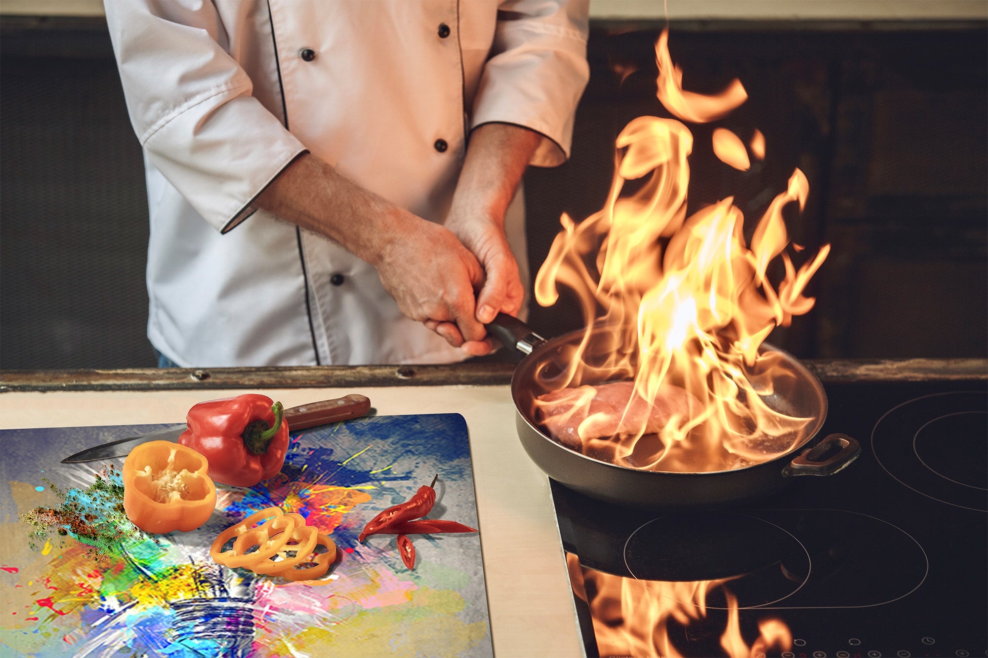 Tabla de cortar - Cubierta de la placa de inducción D04 Serie Bebidas: Cerezas 7