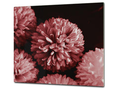 Tempered GLASS Cutting Board – Worktop saver and Pastry Board –- Glass Kitchen Board; MEASURES: SINGLE: 60 x 52 cm (23,62” x 20,47”); DOUBLE: 30 x 52 cm (11,81” x 20,47”); D34 Nature Series: Pink flower frame