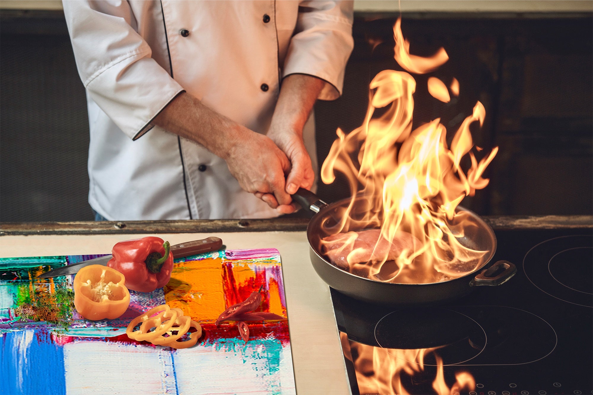 Tabla de cortar - Cubierta de la placa de inducción D04 Serie Bebidas: Cerezas 7