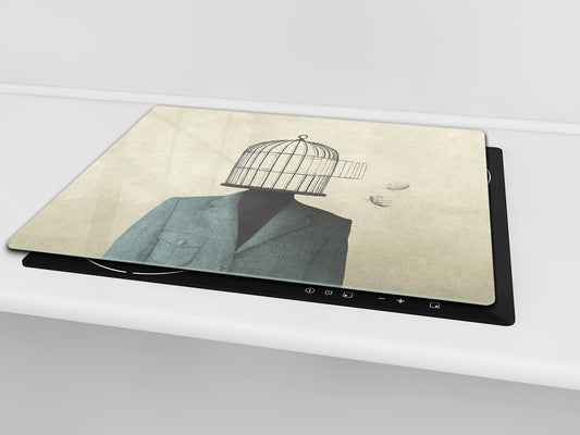 Tempered Glass Multi-Function Board: Cooktop Cover, Pastry and Hot Pot Stand and Worktop Saver – MEASURES: SINGLE: 60 x 52 cm; DOUBLE: 2 x 30 x 52 cm; D43 Abstract Concepts Series 2 : An Illusion of Freedom