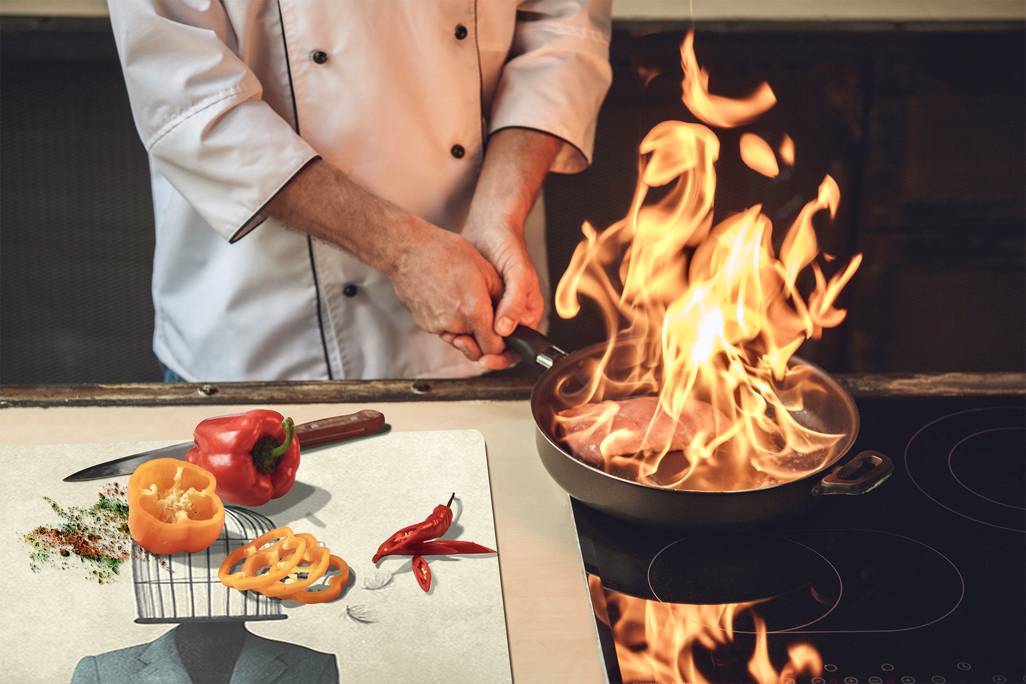 Tempered Glass Multi-Function Board: Cooktop Cover, Pastry and Hot Pot Stand and Worktop Saver – MEASURES: SINGLE: 60 x 52 cm; DOUBLE: 2 x 30 x 52 cm; D43 Abstract Concepts Series 2 : An Illusion of Freedom