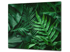 Tempered GLASS Cutting Board – Worktop saver and Pastry Board –- Glass Kitchen Board; MEASURES: SINGLE: 60 x 52 cm (23,62” x 20,47”); DOUBLE: 30 x 52 cm (11,81” x 20,47”); D34 Nature Series: Dark tropical nature