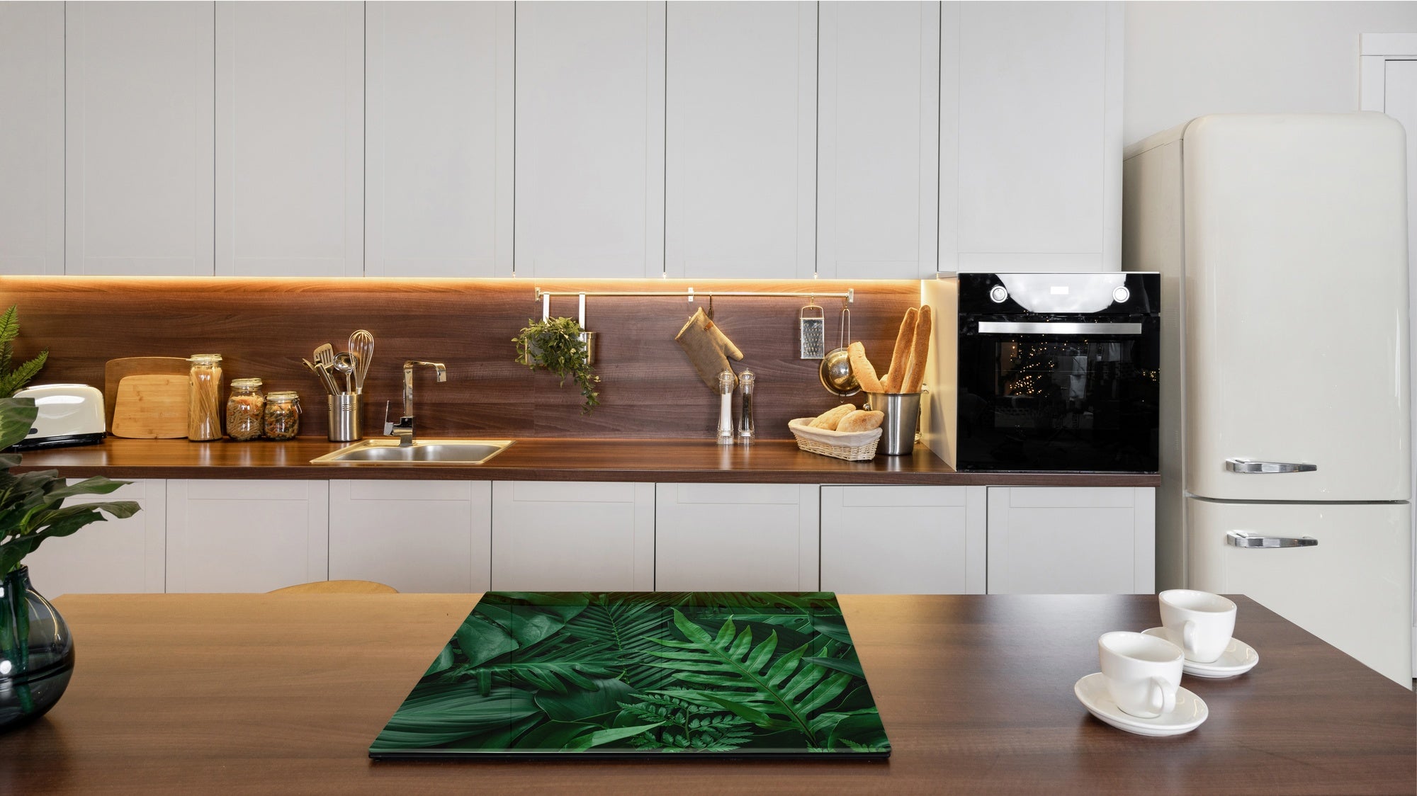 Tempered GLASS Cutting Board – Worktop saver and Pastry Board –- Glass Kitchen Board; MEASURES: SINGLE: 60 x 52 cm (23,62” x 20,47”); DOUBLE: 30 x 52 cm (11,81” x 20,47”); D34 Nature Series: Dark tropical nature