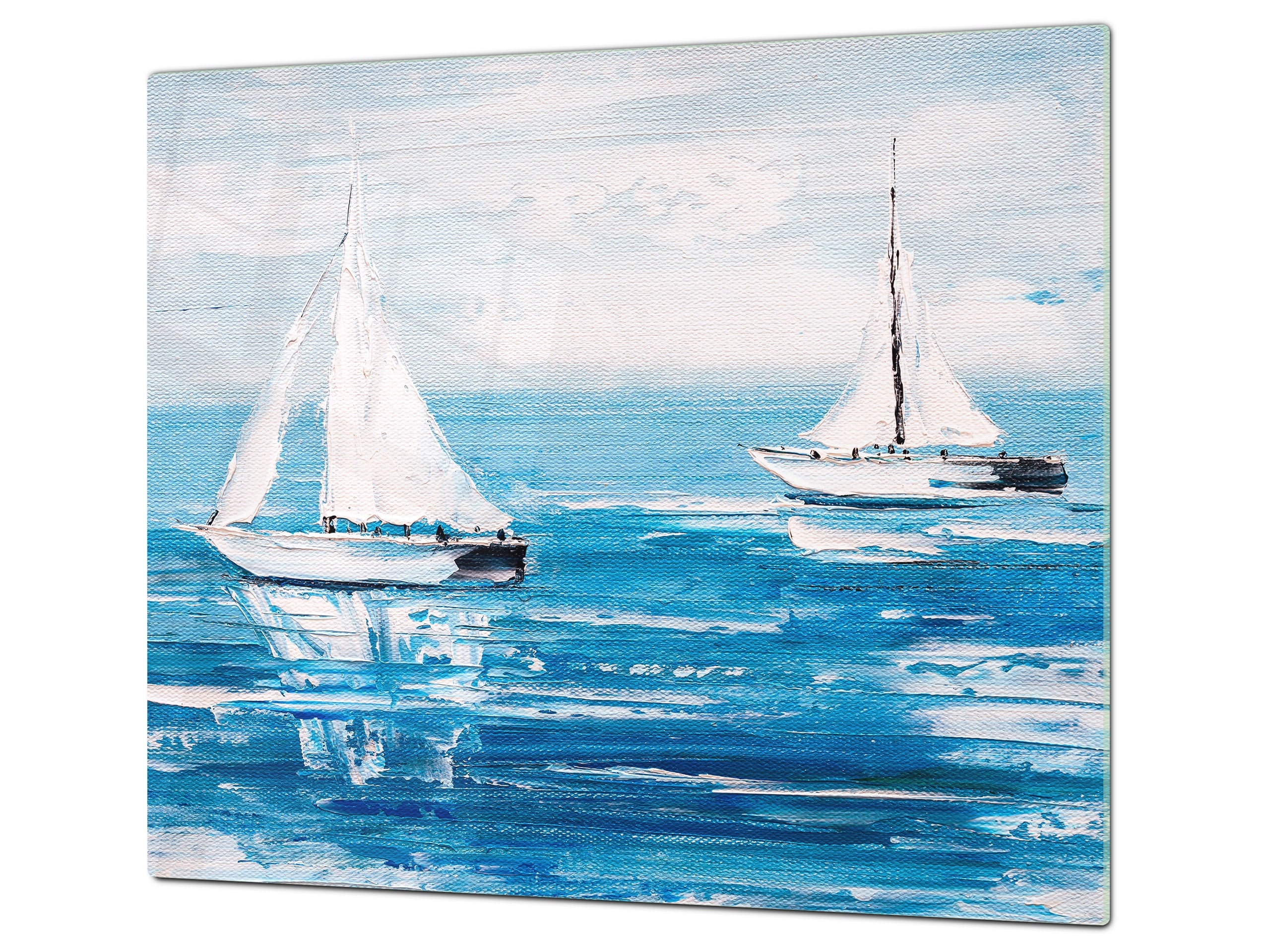 Tempered Glass Multi-Function Board: Cooktop Cover, Pastry and Hot Pot Stand and Worktop Saver – MEASURES: SINGLE: 60 x 52 cm; DOUBLE: 2 x 30 x 52 cm; D43 Abstract Concepts Series 2 : Sailing Boats
