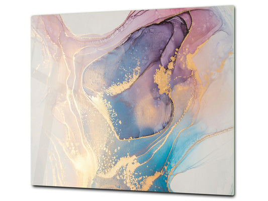UNIQUE Tempered GLASS Kitchen Board –Scratch Resistant Glass Cutting Board – MEASURES: SINGLE: 60 x 52 cm (23,62” x 20,47”); DOUBLE: 30 x 52 cm (11,81” x 20,47”); D35 Art Series : Liquid colours 1