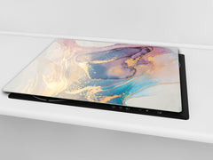 UNIQUE Tempered GLASS Kitchen Board –Scratch Resistant Glass Cutting Board – MEASURES: SINGLE: 60 x 52 cm (23,62” x 20,47”); DOUBLE: 30 x 52 cm (11,81” x 20,47”); D35 Art Series : Liquid colours 1