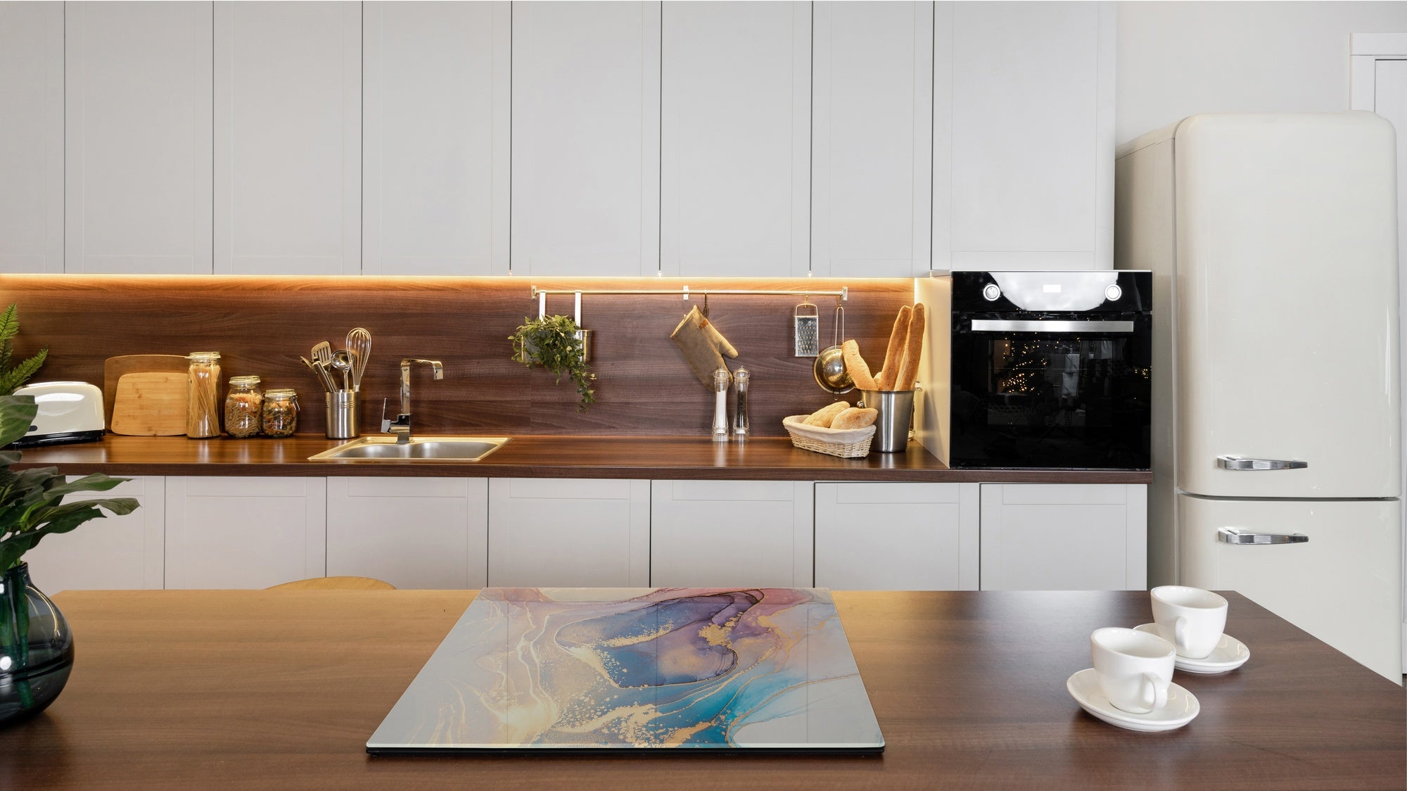 UNIQUE Tempered GLASS Kitchen Board –Scratch Resistant Glass Cutting Board – MEASURES: SINGLE: 60 x 52 cm (23,62” x 20,47”); DOUBLE: 30 x 52 cm (11,81” x 20,47”); D35 Art Series : Liquid colours 1