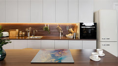 UNIQUE Tempered GLASS Kitchen Board –Scratch Resistant Glass Cutting Board – MEASURES: SINGLE: 60 x 52 cm (23,62” x 20,47”); DOUBLE: 30 x 52 cm (11,81” x 20,47”); D35 Art Series : Liquid colours 1