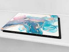 UNIQUE Tempered GLASS Kitchen Board –Scratch Resistant Glass Cutting Board – MEASURES: SINGLE: 60 x 52 cm (23,62” x 20,47”); DOUBLE: 30 x 52 cm (11,81” x 20,47”); D35 Art Series : Liquid colours 2