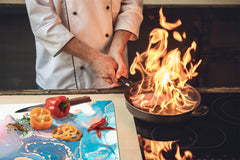 UNIQUE Tempered GLASS Kitchen Board –Scratch Resistant Glass Cutting Board – MEASURES: SINGLE: 60 x 52 cm (23,62” x 20,47”); DOUBLE: 30 x 52 cm (11,81” x 20,47”); D35 Art Series : Liquid colours 2