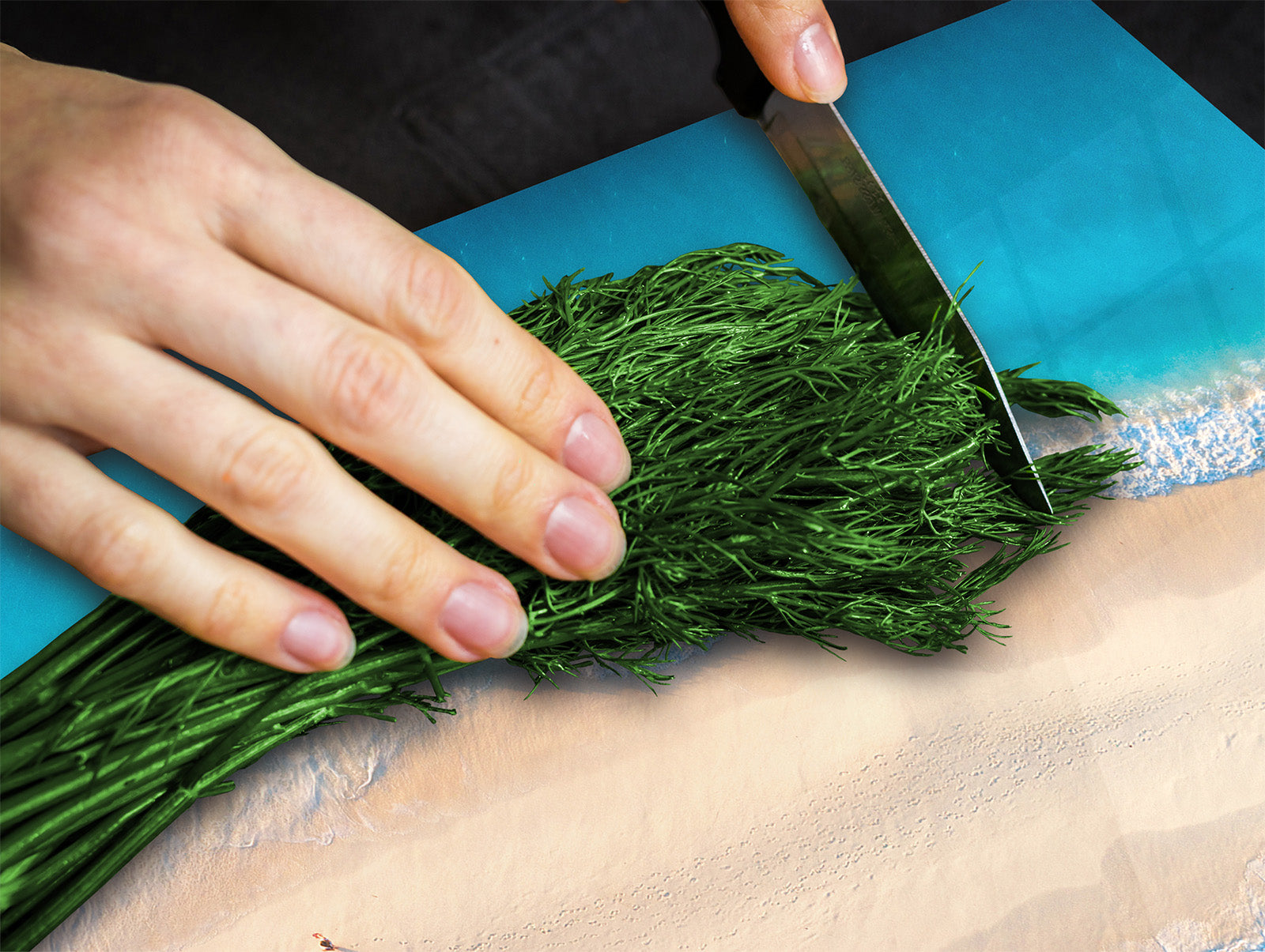 UNIQUE Tempered GLASS Kitchen Board –Scratch Resistant Glass Cutting Board – MEASURES: SINGLE: 60 x 52 cm (23,62” x 20,47”); DOUBLE: 30 x 52 cm (11,81” x 20,47”); D35 Art Series : Beaches of Zanzibar