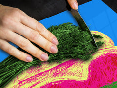 KITCHEN BOARD & Induction Cooktop Cover – Glass Pastry Board - Tempered Glass Chopping Board and Serving Tray – DIMENSIONS: SINGLE: 23,62” x 20,47”; DOUBLE: 11,81” x 20,47” – D44 Pop Art Series : Pop Art Burger 2