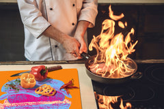 KITCHEN BOARD & Induction Cooktop Cover – Glass Pastry Board - Tempered Glass Chopping Board and Serving Tray – DIMENSIONS: SINGLE: 23,62” x 20,47”; DOUBLE: 11,81” x 20,47” – D44 Pop Art Series : Pop Art Burger 4