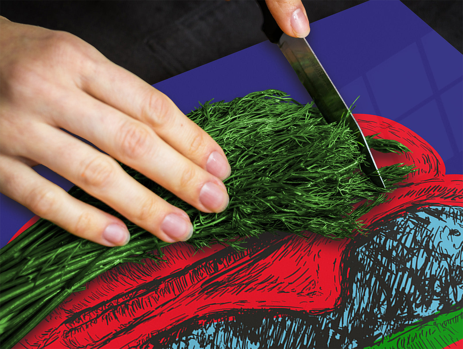 KITCHEN BOARD & Induction Cooktop Cover – Glass Pastry Board - Tempered Glass Chopping Board and Serving Tray – DIMENSIONS: SINGLE: 23,62” x 20,47”; DOUBLE: 11,81” x 20,47” – D44 Pop Art Series : Pop Art Burger 5