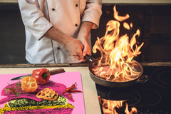 KITCHEN BOARD & Induction Cooktop Cover – Glass Pastry Board - Tempered Glass Chopping Board and Serving Tray – DIMENSIONS: SINGLE: 23,62” x 20,47”; DOUBLE: 11,81” x 20,47” – D44 Pop Art Series : Pop Art Burger 6