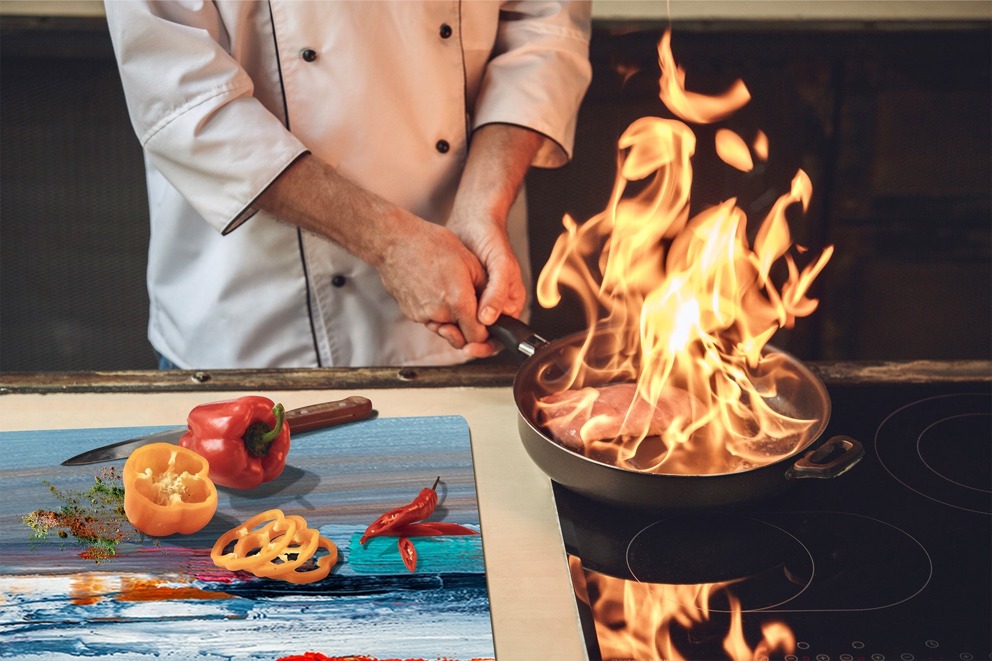 Tabla de cortar - Cubierta de la placa de inducción D04 Serie Bebidas: Cerezas 7