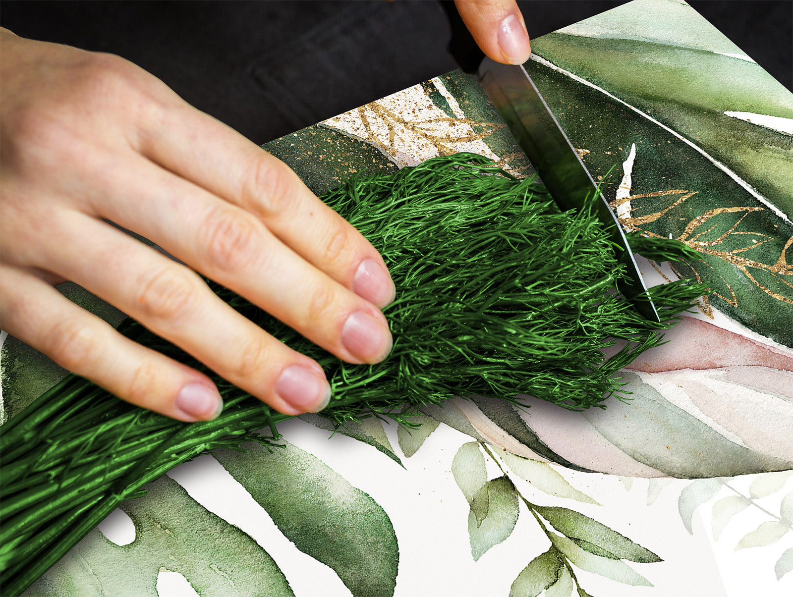 Tempered GLASS Cutting Board – Worktop saver and Pastry Board –- Glass Kitchen Board; MEASURES: SINGLE: 60 x 52 cm (23,62” x 20,47”); DOUBLE: 30 x 52 cm (11,81” x 20,47”); D34 Nature Series: Tropical watercolour